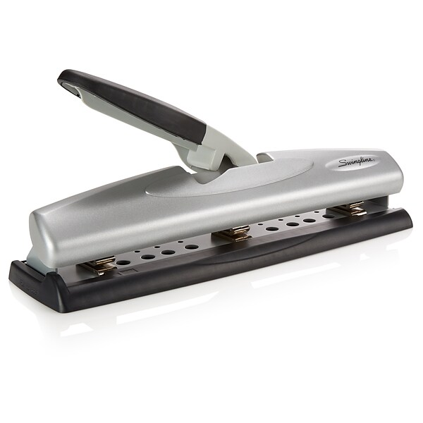 Officemate Heavy Duty Adjustable 2-3 Hole Punch with Lever Handle, 32 Sheet  Capacity, Black (90078)