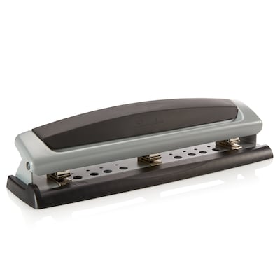 Swingline® Precision Pro® Desktop 2-3-Hole Punch, Adjustable Centers, 10 Sheet Capacity, Black/Silve