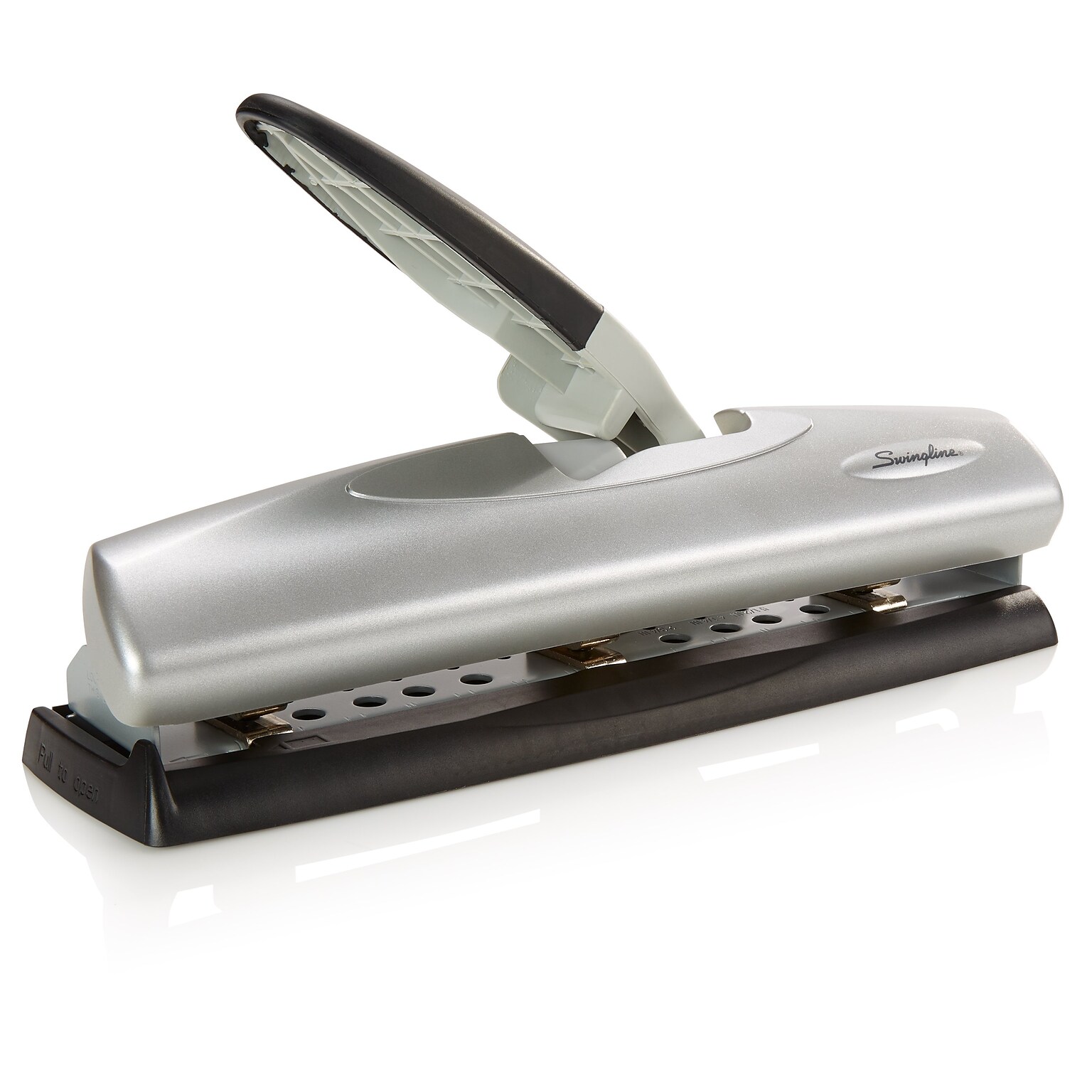 Swingline® LightTouch® High Capacity Desktop 2-7 Hole Punch, Low Force, 20 Sheet Capacity, Black/Silver (A7074030)