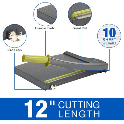 Swingline® ClassicCut® Lite Guillotine Trimmer, 12 Cut Length, 10 Sheet Capacity, Gray (9312)