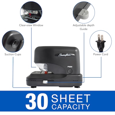 Swingline Electric Desktop Stapler, 30-Sheet Capacity, Staples Included, Black (69008)