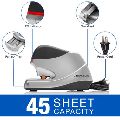 Swingline® Optima® Electric Stapler Value Pack (High Capacity Staples & Remover), 45 Sheet Capacity, Silver (48209)