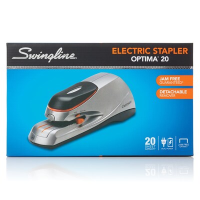 Swingline Optima 20 Electric Desktop Stapler, 20-Sheet Capacity, Staples Included, Gray/Silver (48208)