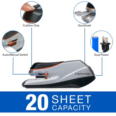 Swingline Optima 20 Electric Handheld Stapler, 20-Sheet Capacity, Staples Included, Gray/Silver (48207)