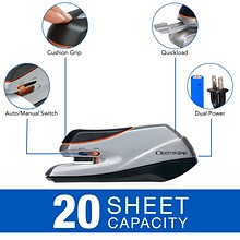 Swingline Optima Grip Electric Stapler, 20 Sheet Capacity, Silver (48207)