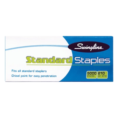 Swingline® Standard Staples, 1/4 Length, 210/Per Strip, 5,000/Box (35108)