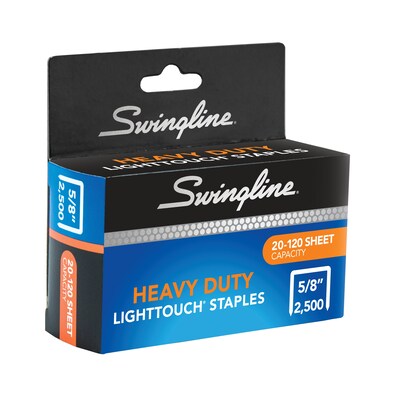 Swingline LightTouch Heavy Duty 5/8 Length High Capacity Staples, Full Strip, 2500/Box (90009)