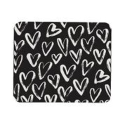 OTM Essentials Black Mouse Pad, White Hearts (OP-MH-Z071A)
