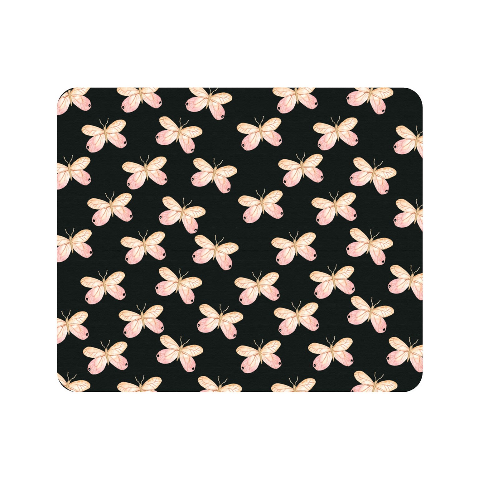 OTM Essentials Black Mouse Pad, Pink Butterflies (OP-MH-A-83)