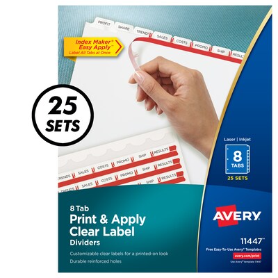 Avery Index Maker Clear Label 8-Tab Dividers, White, 25 ...