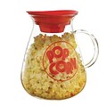 Epoca 3 qt Micro Pop Glass Popcorn Popper, Clear/Red (EKPCM-0025)