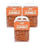 JAM Paper Jumbo Smooth Paper Clip, Orange, 3/Pack (42186871B)
