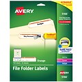 Avery TrueBlock Laser/Inkjet File Folder Labels, 2/3 x 3 7/16, Orange, 750 Labels Per Pack (5166)
