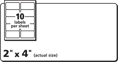 Avery TrueBlock Inkjet Shipping Labels, 2 x 4, White, 10 Labels/Sheet, 25 Sheets/Pack (8163)