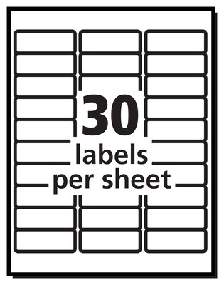 Avery Removable Inkjet/Laser Labels, 1" x 2 5/8", White, 750 Labels Per Pack (6460)