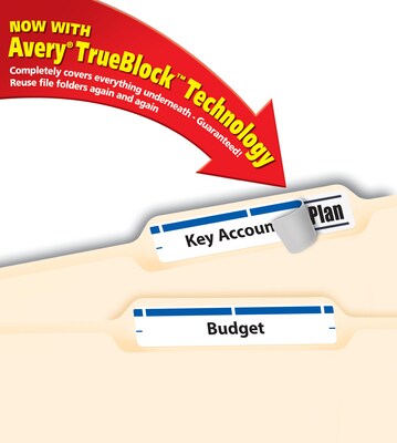 Avery TrueBlock Laser/Inkjet File Folder Labels, 2/3" x 3 7/16", Blue, 1500 Labels Per Pack (5766)