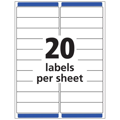 Avery Easy Peel Inkjet Address Labels, 1" x 4", Clear, 20 Labels/Sheet, 10 Sheets/Pack, 200 Labels/Pack (18661)