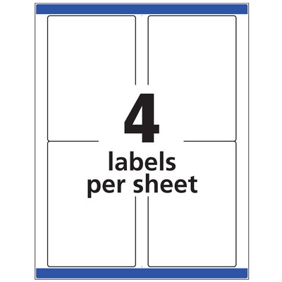 Avery TrueBlock Inkjet Shipping Labels, 3-1/2" x 5", White, 4 Labels/Sheet, 25 Sheets/Pack (8168)