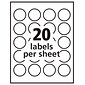 Avery Laser/Inkjet Identification Labels, 1 5/8" Dia., Glossy Clear, 20/Sheet, 25 Sheets/Pack (6582)
