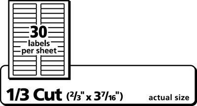 Avery Laser/Inkjet File Folder Labels, 2/3" x 3 7/16", White, 30/Sheet, 60 Sheets/Pack (75366)