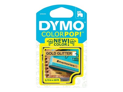 DYMO COLORPOP! D1 2056090 Label Maker Tape, 1/2W, Black on Gold