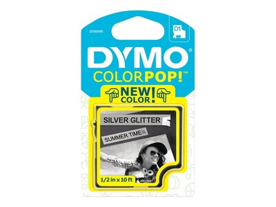 DYMO COLORPOP! D1 2056085 Label Maker Tape, 1/2W, Black on Silver