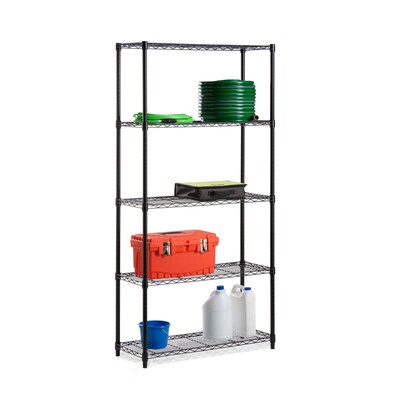 Honey Can Do Black powdercoat 5-tier shelving- 18x36x72 inch; 350lb capacity, black powder coat ( SH