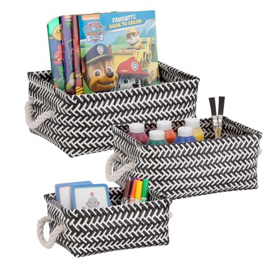 Honey Can Do Zig Zag Set of 3 Baskets, Black