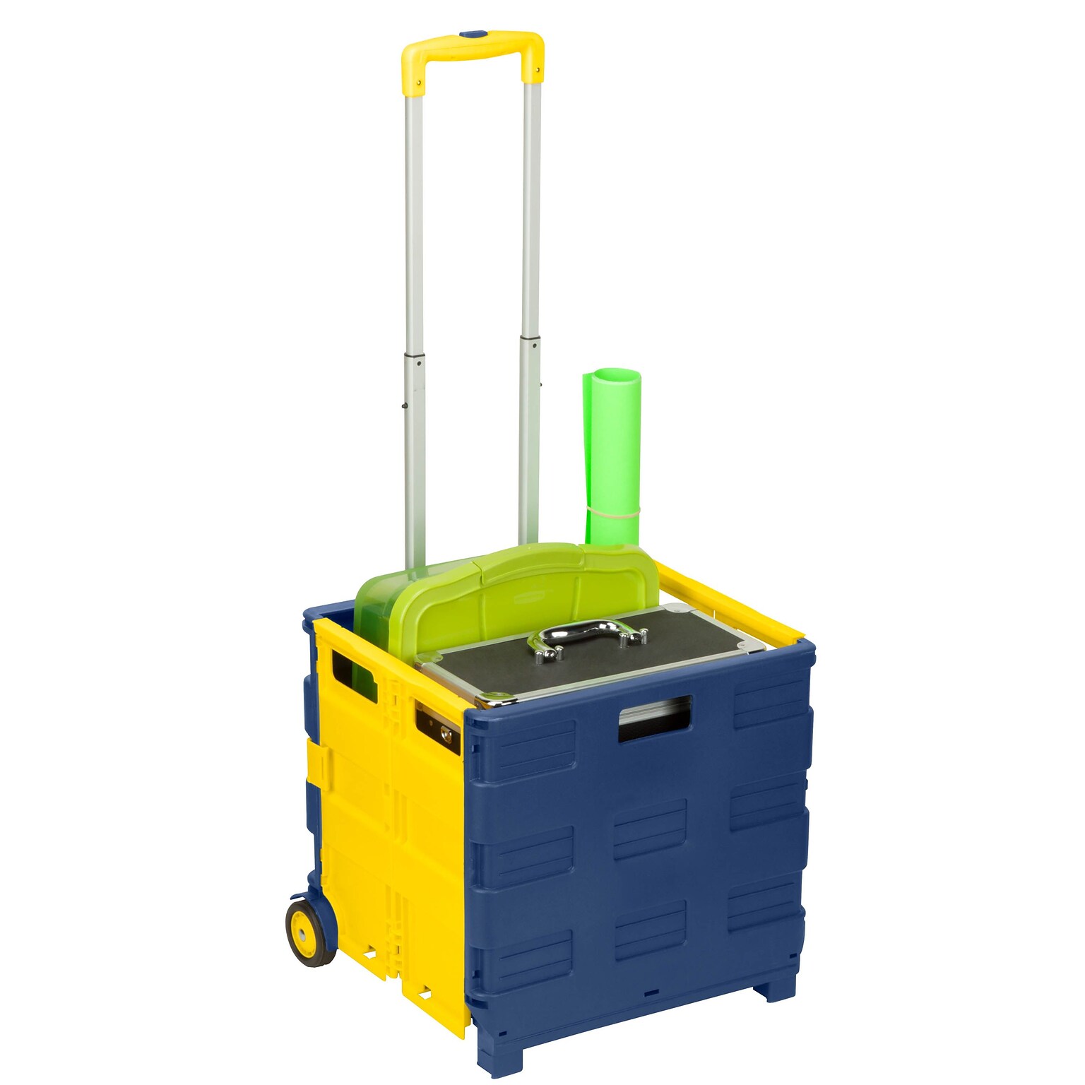 Honey Can Do Foldable Rolling Cart, Blue/Yellow (CRT-03622)