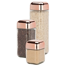Honey Can Do 3pc Set Copper lid glass canisters, rose ( KCH-06479 )