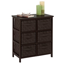 Honey Can Do Woven Strap 6 Drawer Chest with Wooden Frame, espresso black ( TBL-03759 )