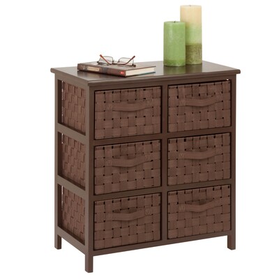 Honey-Can-Do Woven Strap 6 Drawer Storage Chest with Wooden Frame, Java Brown (TBL-03758)