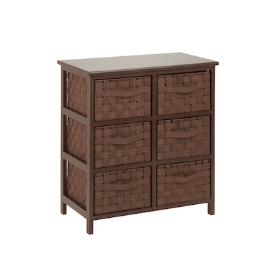 Honey-Can-Do Woven Strap 6 Drawer Storage Chest with Wooden Frame, Java Brown (TBL-03758)