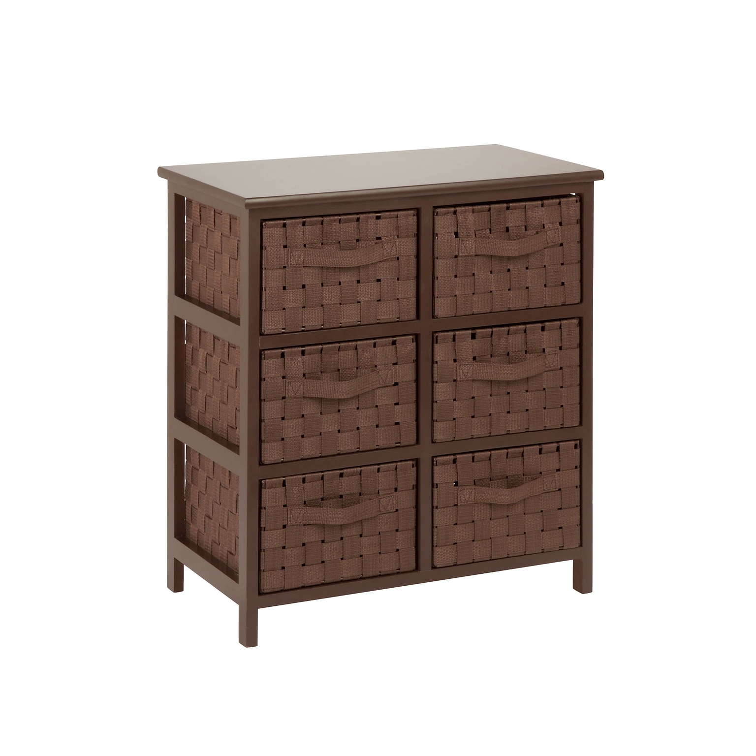 Honey-Can-Do Woven Strap 6 Drawer Storage Chest with Wooden Frame, Java Brown (TBL-03758)