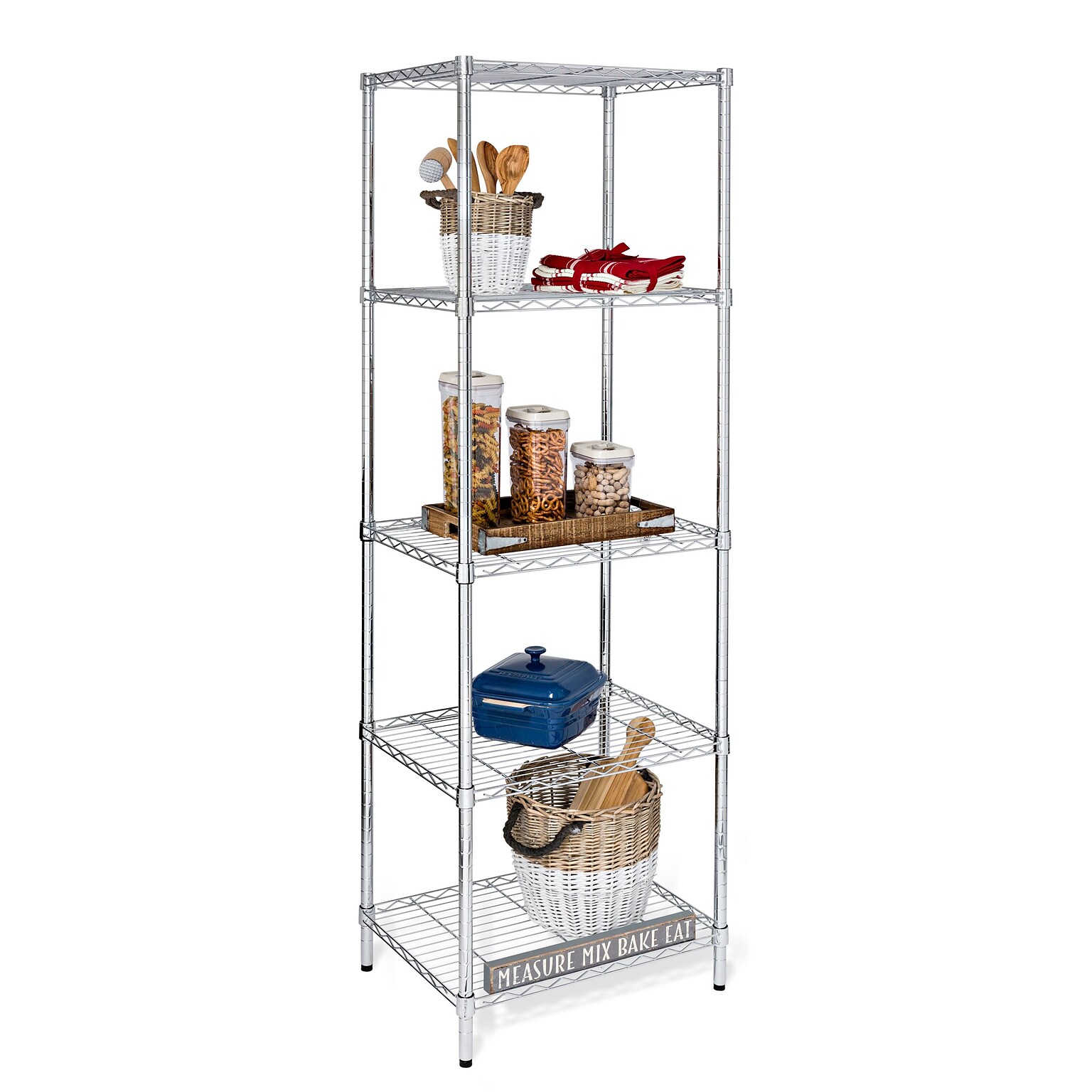 Honey-Can-Do 5-Tier Shelving Unit, 24W, Chrome (SHF-01054)