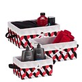 Honey Can Do Twisted Tote Set of 3, Black, Red, White
