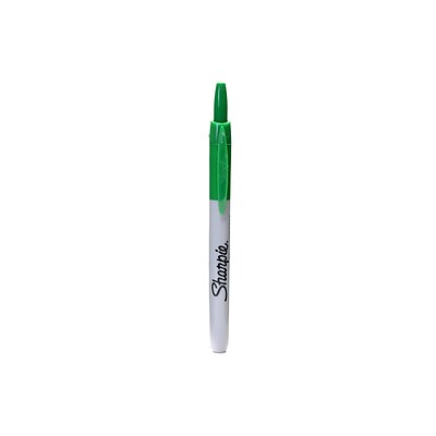 Sharpie Retractable Permanent Markers, Fine Tip, Green, 12/Pack (36704)