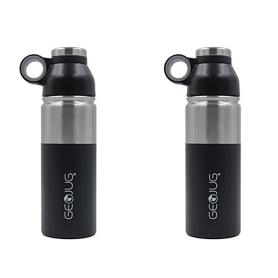 Brentwood GeoJug Stainless Steel Vacuum-Insulated Water Bottles 18oz Bottle, Black, 2/Bundle (843631126134)
