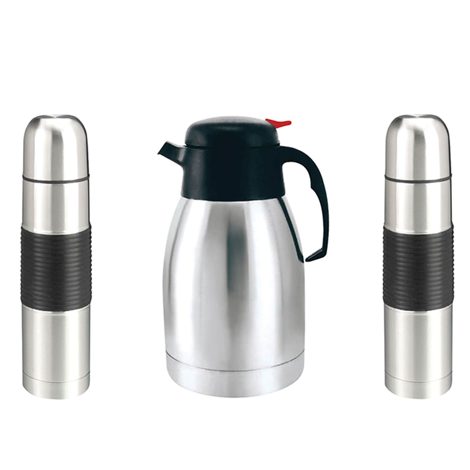 Brentwood Appliances 40oz. Stainless Steel Coffee Carafe/16oz Stainless Steel Coffee Thermoses, Black, 2/Bundle (843631126165)