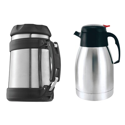 Brentwood Appliances  16 oz. Stainless Steel Food Jar/One 16 oz. Stainless Steel Coffee Thermos, Black, 2/Bundle (843631126172)