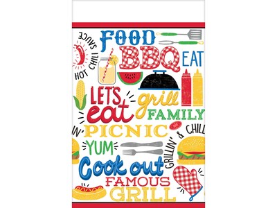 Amscan BBQ Picnic Holiday Plastic Table Cover, Multicolor, 3/Pack (571951)