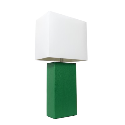 Elegant Designs Incandescent Leather Table Lamp, Green (LT1025-GRN)