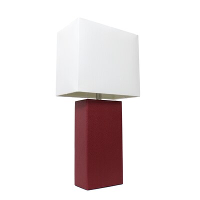 Elegant Designs Incandescent Leather Table Lamp, Red (LT1025-RED)