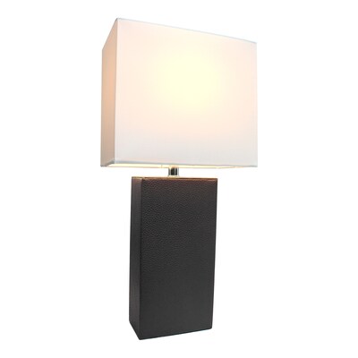 Elegant Designs Incandescent Leather Table Lamp, Black (LT1025-BLK)