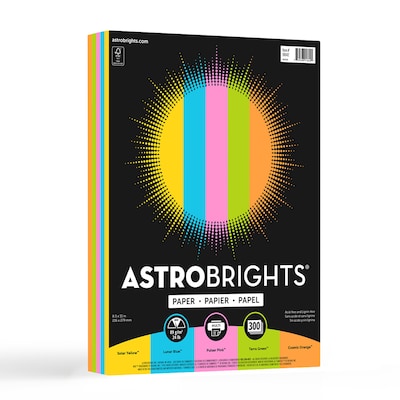 Astrobrights Colored Paper, 24 lbs., 8.5 x 11, Radiant Assortment, 300 Sheets/Ream (91642)