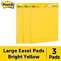 Post-it® Super Sticky Easel Pad, 25 x 30, Bright Yellow, 30 Sheets/Pad, 3 Pads/Pack (559YW-3PK)