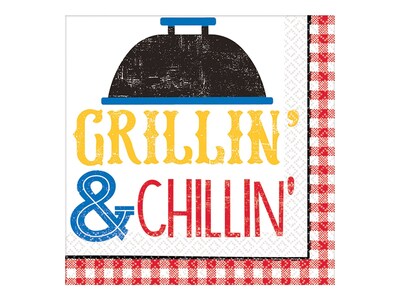 Amscan BBQ Picnic Napkins, 2-Ply, Multicolor, 36/Pack, 3 Packs/Carton (701951)