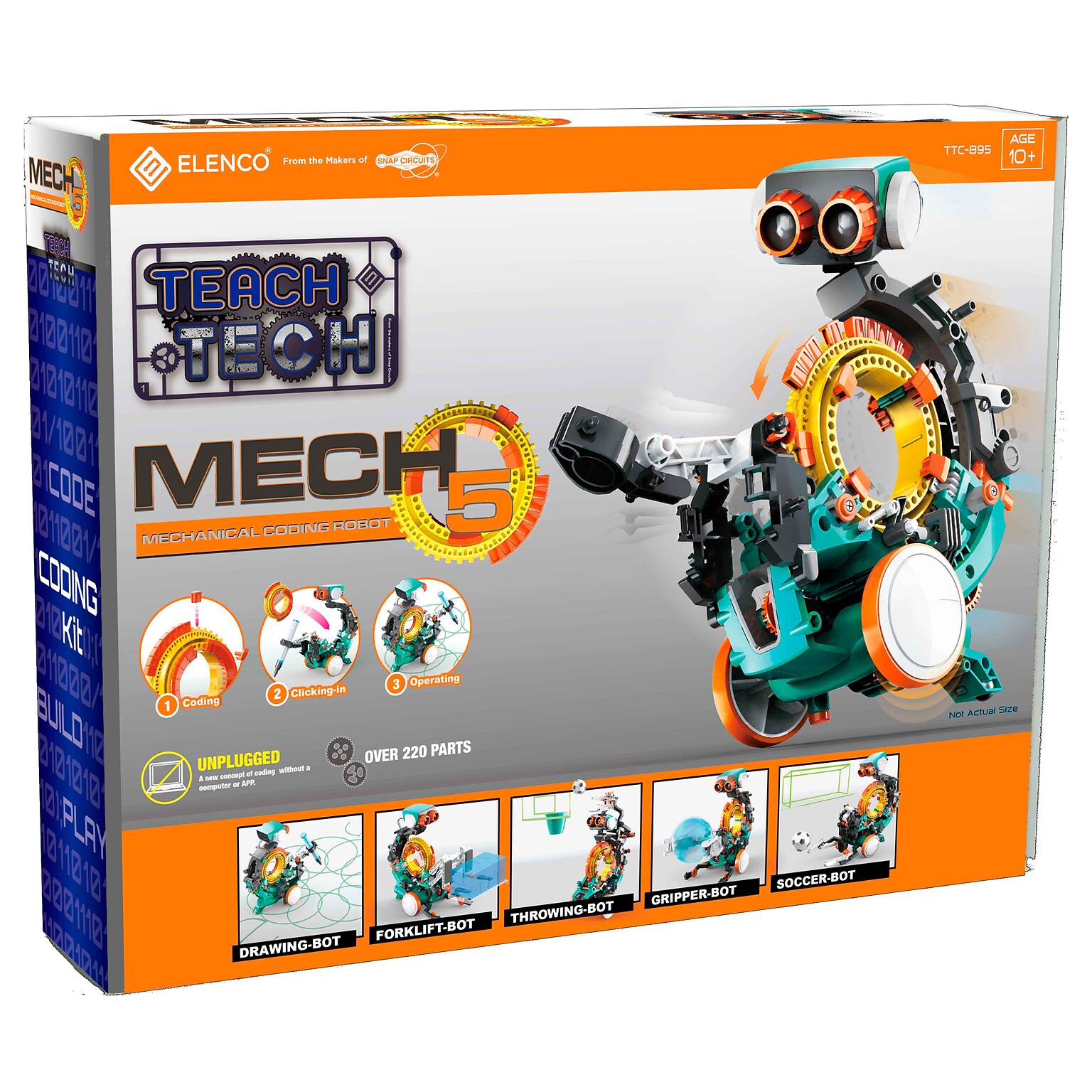 Elenco® Teach Tech Mech-5 Mechanical Coding Robot, 220 Pieces (EE-TTC895)