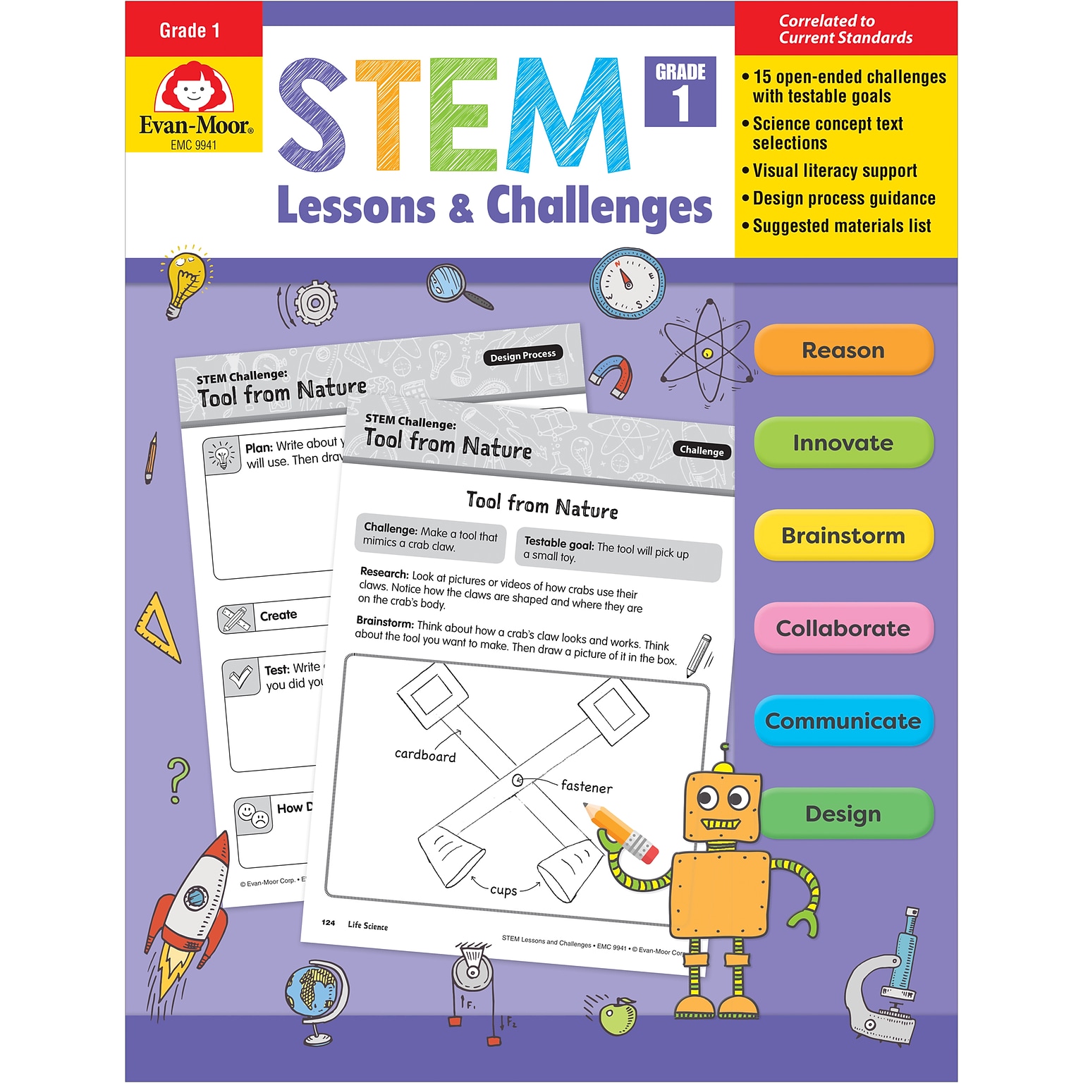 Evan-Moor STEM Lessons and Challenges, Grade 1, Teacher Reproducibles (EMC9941)