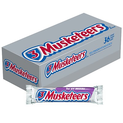 3 Musketeers Chocolate Candy Bars, 1.92 oz, Pack of 36 (MMM42208)